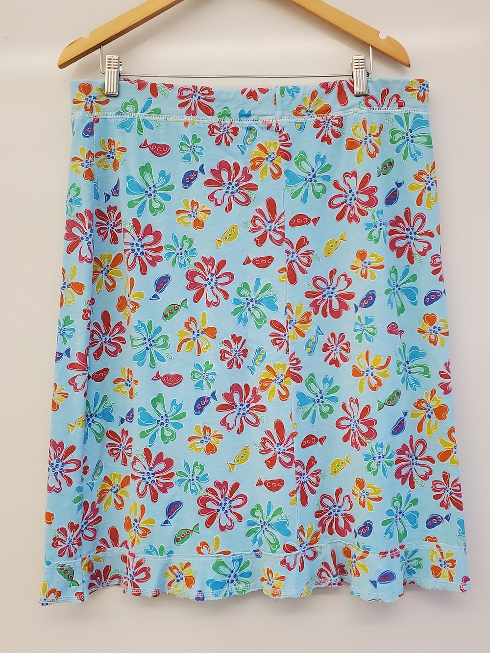 Fresh Produce Light Blue Floral and Line Green Multicolor Ruffle Skirts - Picture 11 of 13